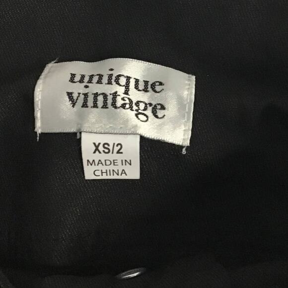 UNIQUE VINTAGE  XS Black Pleated Front Button Fly Mini Skirt NWT B75 - Picture 5 of 6